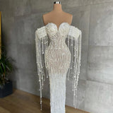 Long Pearl Embellished Dress