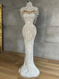 Luxury Pearls Tassel Cape Wedding Dress