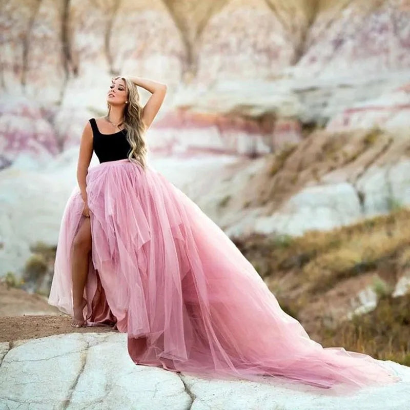 Pink tulle skirt floor cheap length