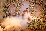 White Bridal Shower Party Tulle Dress With Train