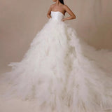 Extra Lush Strapless White Wedding Gown