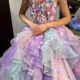 Drag Queen Music Stage Performance LGBT Rainbow Floral Tulle Gown