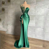 Sexy Fitted Green Wedding Reception Satin Dress
