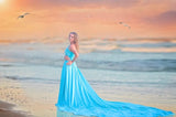 One Shoulder Wedding Photoshoot Dress With Train