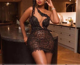 Sexy Short Sequinned Valentine's Day Black Dress