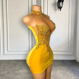 Sexy Short High-Neck Embellished Birthday Dress