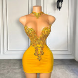 Sexy Short High-Neck Embellished Birthday Dress