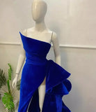 Strapless Velvet Evening Dress With Train