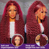 Deep Wave Burgundy Curly 13x4 Human Hair Raw Wig - Up to 50"