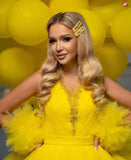 Reversible Short Tulle Dress With Detachable Train/Overlay