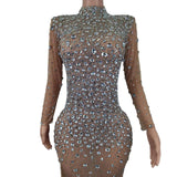 Rhinestone Embellished Sheer Mesh Dress