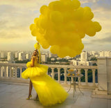 Reversible Short Tulle Dress With Detachable Train/Overlay