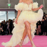 High-Low Off-the-shoulder Tulle Dress