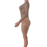 Sexy Stretchy Rhinestones Mesh Party Jumpsuit