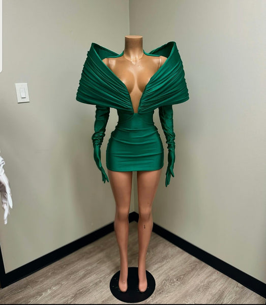 Sexy Cocktail Party Cape Dress With Gloves