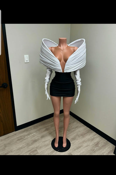 Sexy Cocktail Party Cape Dress With Gloves