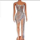 Sexy Rhinestones Embellished Shimmery Party Dress - Nude