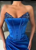 High Split Crimped Corset Satin Dress