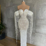 Long Pearl Embellished Dress