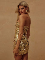 Short Sparkly Strapless Dress