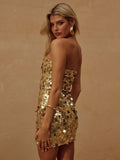 Short Sparkly Strapless Dress