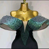 Exaggerated Sleeve Evening Dress - Bridal Dress