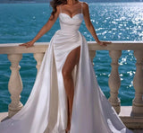 Slim Fit Split Wedding Dress With Train