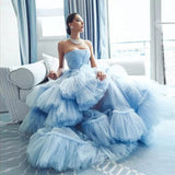 Asymmetry Pleated Wedding Anniversary Tulle Dress