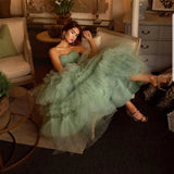 Stylish Cold Shoulder Prom Party Tulle Dress