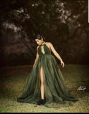 Hollow Cut-Out Long Modelling Tulle Dress