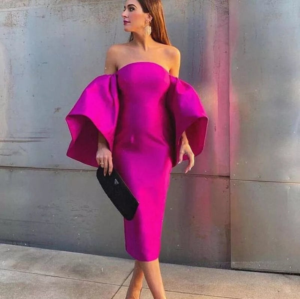 Chic Formal Event Pink Midi Dress