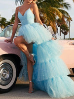 Luxury Blue Tulle Party Dress