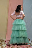 Long Indian-Inspied Tiered Tulle Skirt