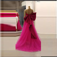 Fashion Statement Satin Top With Bow Tulle Train Overlay