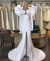 Ruffled Long Sleeves Civil Wedding Dress