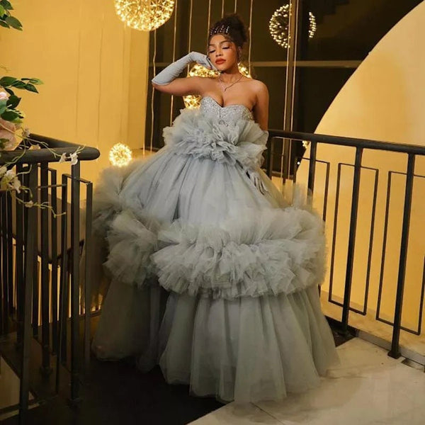 Red Carpet Fashion Week PhotoShoot Ball Tulle Gown