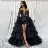 Detachable Tiered Bridal Tulle Overlay in Black