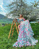 Appliqué Floral 3D Tulle Dress