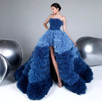 Ombré Ruffled Fashion Statement Red Carpet Tulle Gown