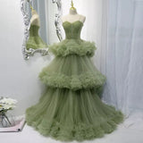 3-Tiered Ruffle Bridal Shower Cinderella Tulle Gown