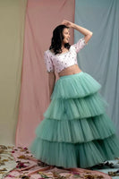 Long Indian-Inspied Tiered Tulle Skirt