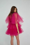 Short Layered Prom Tulle Dress - Pink