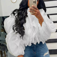 Classic Ruffle Tulle Top in White