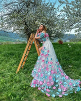 Appliqué Floral 3D Tulle Dress