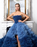 Ombré Ruffled Fashion Statement Red Carpet Tulle Gown