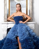 Ombré Ruffled Fashion Statement Red Carpet Tulle Gown