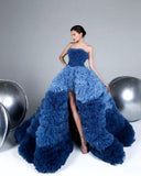 Ombré Ruffled Fashion Statement Red Carpet Tulle Gown