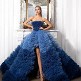 Ombré Ruffled Fashion Statement Red Carpet Tulle Gown