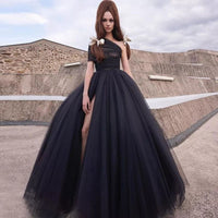 Black One Shoulder Fit & Flare Gown