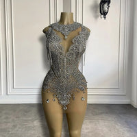Diamanté Rhinestone Embellished Mesh Dress